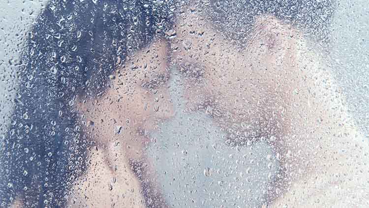 Loving couple in shower