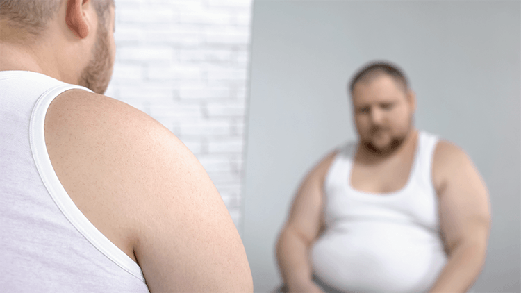 Obese and insecure man