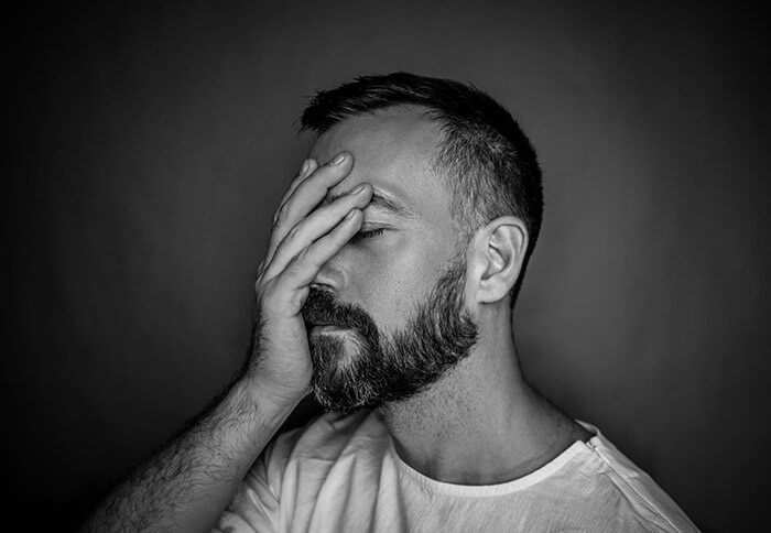 Example of a stressed and anxious man